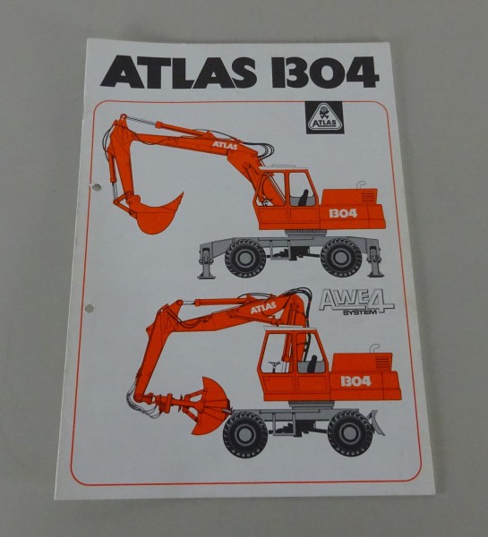 Prospekt / Broschüre Atlas Radbagger 1304 Stand 08/1986