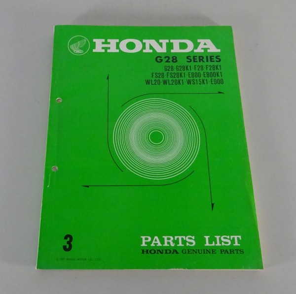 Parts Catalog / Parts List Honda Purpose Engine G 28 Series from 1972