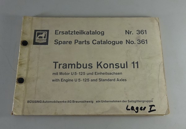 Teilekatalog / Ersatzteilliste Büssing Trambus Konsul 11 Stand 04/1966
