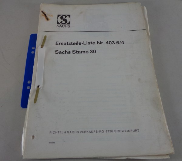 Teilekatalog / Ersatzteilliste Sachs Motor Stamo 30 Stand 02/1970