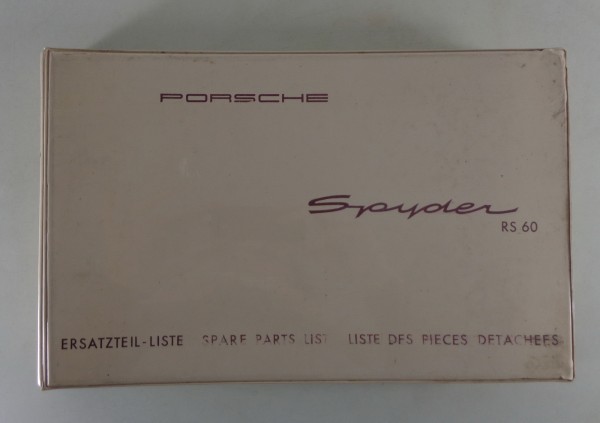 Teilekatalog / Parts Catalogue Porsche Spyder RS60 Typ 718 Stand 12/1960