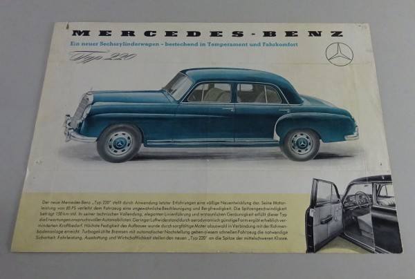Prospektblatt / Broschüre Mercedes-Benz 220 W180 Stand 1954