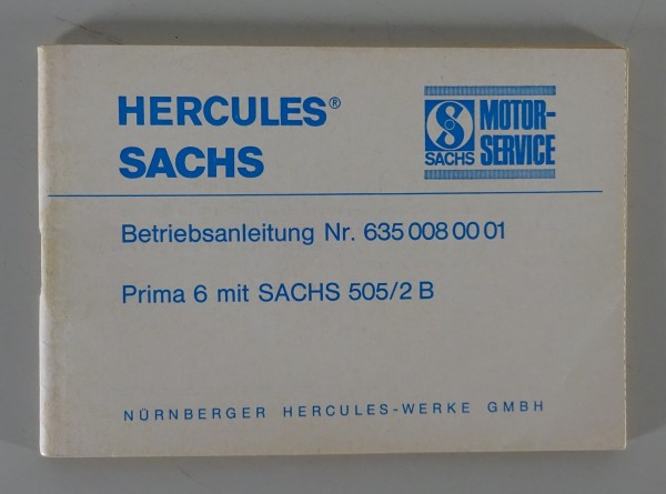 Betriebsanleitung Hercules Sachs Mofa Prima 6 mit Motor 505/2 B