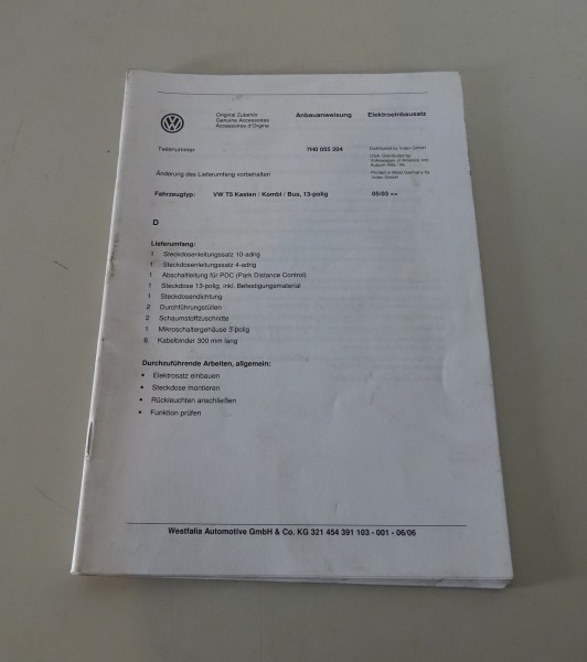 Anbauanleitung Anhängerkupplung VW T5 Kasten/ Kombi/ Bus Typ 7H0
