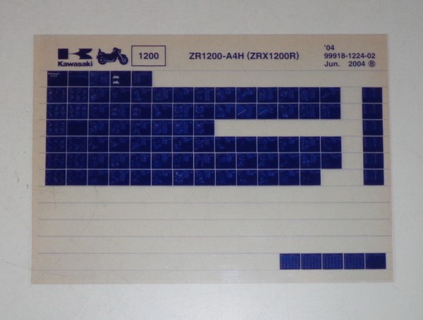 Microfich Ersatzteilkatalog Kawasaki ZRX 1200R ZR1200 A4H Model 04 Stand 06/04