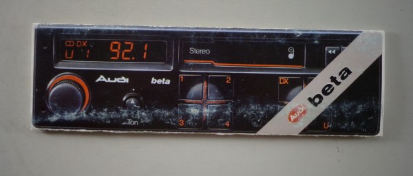 Betriebsanleitung Audi Radio Autoradio Beta Stand 07/1989