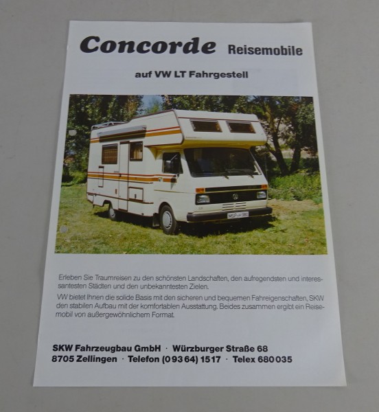 Prospektblatt / Broschüre SKW Concorde 600 XT auf VW LT 28 Stand ca. 1988