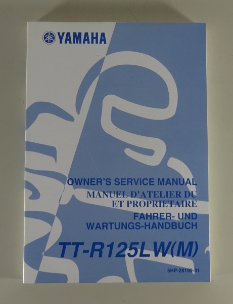 Betriebsanleitung und Wartungshandbuch Yamaha TT-R 125L W (M) Stand 01/2000