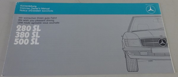 Kurzanleitung Mercedes Benz SL R107 280 / 380 / 500 SL Stand 11/1983