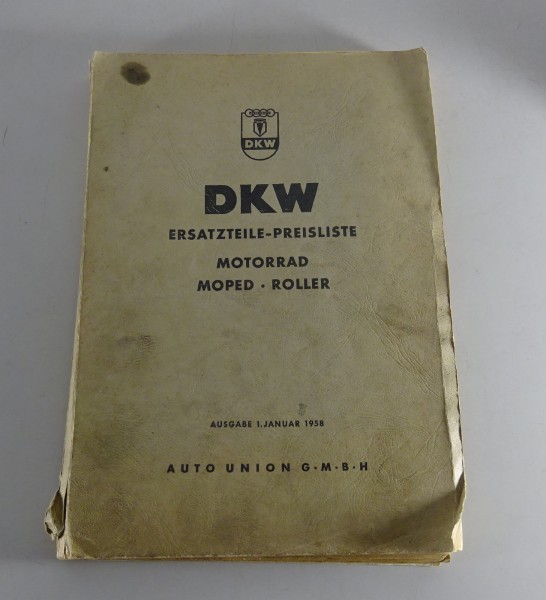 Erstazteil - Preisliste DKW Motorrad / Moped / Roller Ausgabe Januar 1958