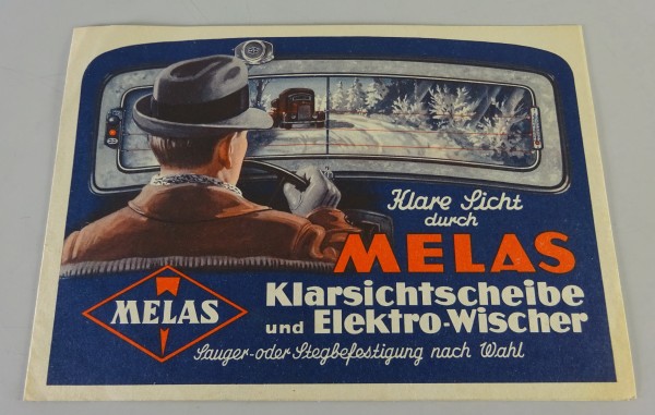 Prospekt / Broschüre Melas Klarsichtscheibe und Elektro-Wischer 1930er Jahre