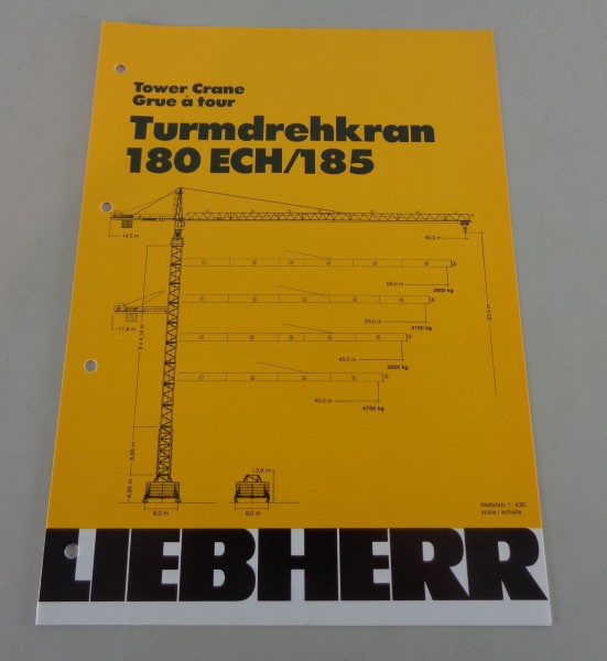 Datenblatt / Technische Beschreibung Liebherr Turmdrehkran 180 ECH/185 von 1990