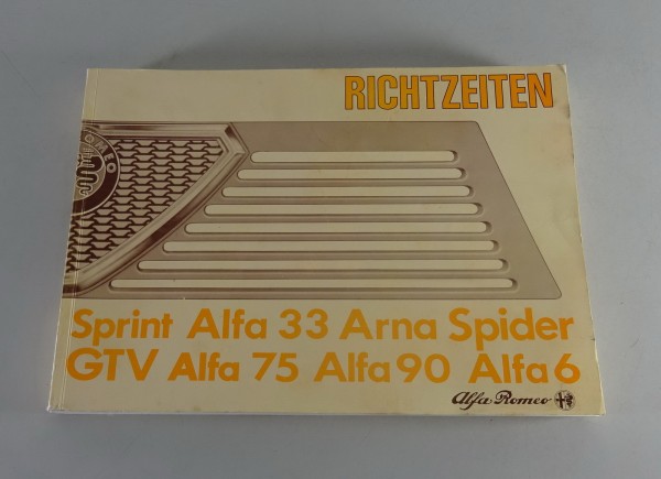 Reparatur-Richtzeiten Alfa Romeo Sprint, Alfa 33, Spider, Alfa 90 etc. v. 3/1986