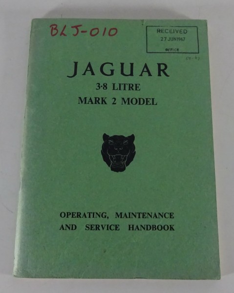 Owner´s Manual / Betriebsanleitung Jaguar Mk. 2 / Mark II 3.8 liter ab 1959