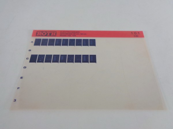 Microfich Teilekatalog Roth Toro 102 & 104 Elektromäher von 03/1989