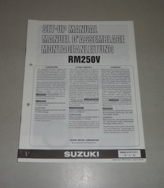 Montageanleitung / Set Up Manual Suzuki RM 250 Stand 09/1996