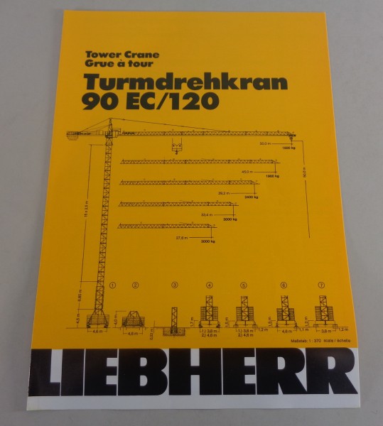 Datenblatt / Technische Beschreibung Liebherr Turmdrehkran 90 EC/120 von 03/1988