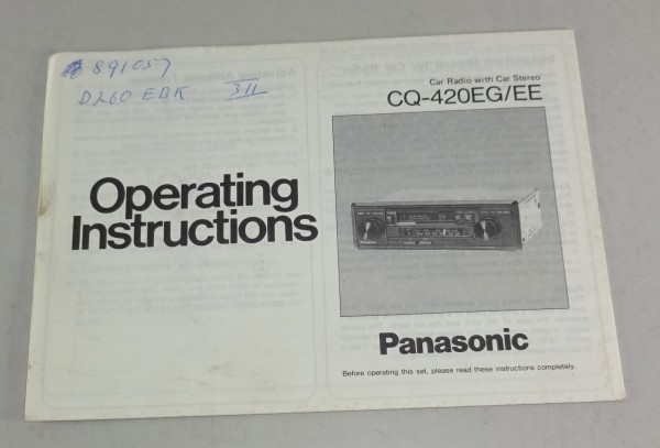 Betriebsanleitung / Owners Manual Panasonic Autoradio CQ 420 EG / EE