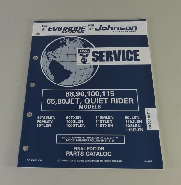 Teilekatalog OMC Evinrude / Johnson 88 / 90 / 100 / 115 / 65 / 80 PS Models 5/92