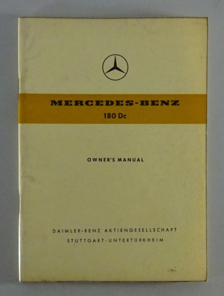 Owners Manual / Handbook Mercedes Benz 180 Dc Ponton Diesel W120 von 06/1960