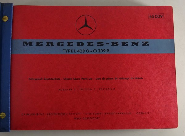 Teilekatalog Mercedes Benz Transporter T2 DüDo L 408 O 309, 04/1971