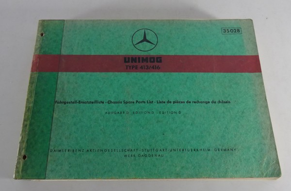 Teilekatalog Fahrgestell Mercedes Benz Unimog 413 / 416 Stand 12/1973
