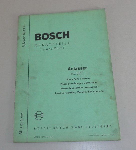 Teilekatalog Bosch Anlasser AL / EEF.. von 08/1961