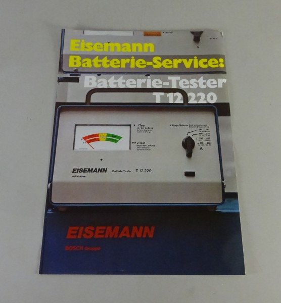 Prospektblatt / Broschüre Eisenmann Batterie-Tester T 12 220 Stand 10/1971