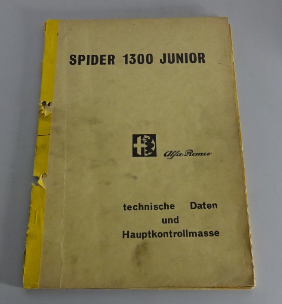 Technische Informationen Daten Hauptkontrollwerte Alfa Romeo Spider1300 Junior