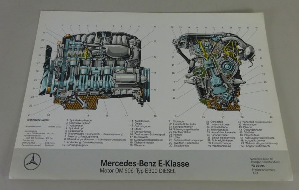 Schnittbild Mercedes-Benz E-Klasse E 300 Diesel W124 Motor OM 606 Stand 03/1993