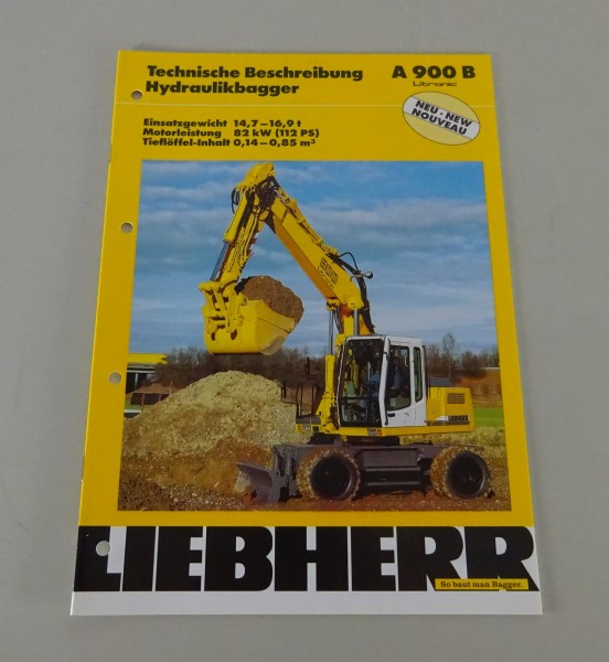 Prospekt Liebherr Hydraulikbagger A 900 B Litronic Technische Daten von 02/1998