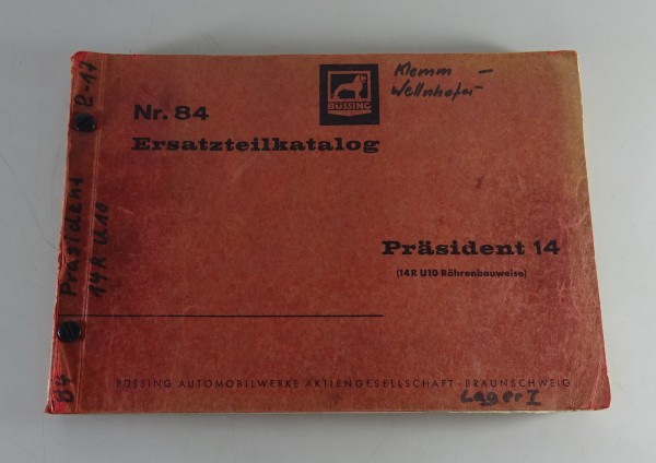 Teilekatalog / Ersatzteilliste Büssing Trambus Präsident 14 Stand 05/1964