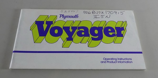 Owner´s Manual / Handbook Plymouth Voyager Van Stand 1975