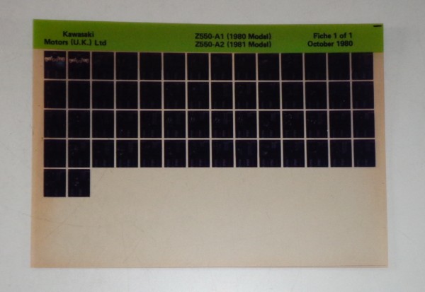 Microfich Ersatzteilkatalog Kawasaki Z 550 A1/A2 Model 1980-81 Stand 10/80