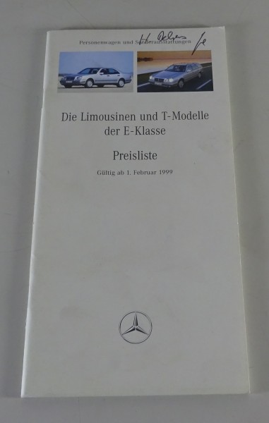 Preisliste Mercedes Benz E-Klasse W210 / S210 gültig ab 01/02/1999
