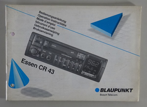 Bedienungsanleitung Blaupunkt Autoradio Essen CR 43 Stand 11/1992