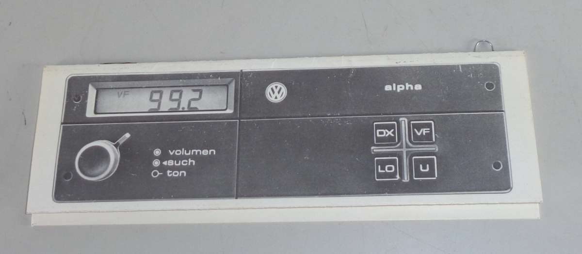 Betriebsanleitung VW Alpha Autoradio aus Polo, Golf, Jetta