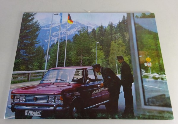 Showroom-Bild / Schauraumbild Fiat 125 an der Grenzkontrolle - original