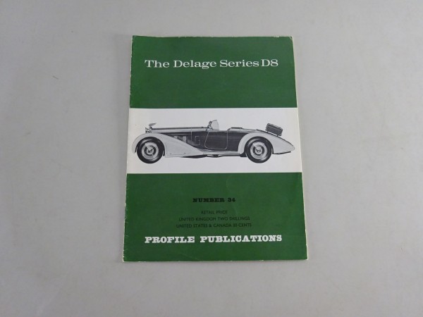 Broschüre / Brochure Delage Series D 8 - Profile Publications No. 34