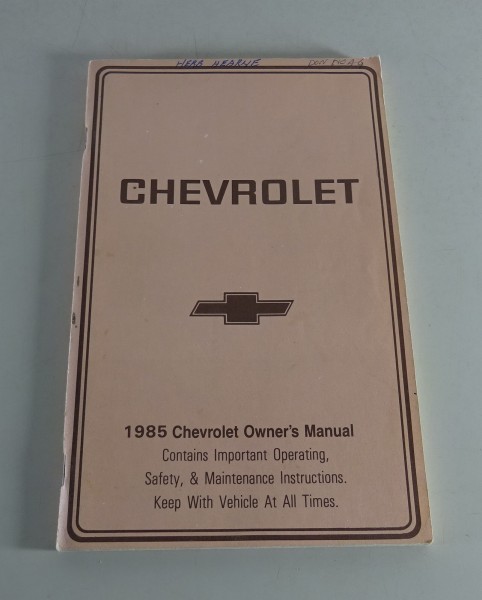 Owner´s Manual / Handbook Chevrolet Stand 1985