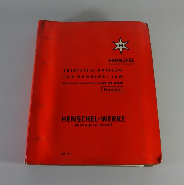 Teilekatalog Henschel LKW HS 22 HBM Haube Betonmischer Stand 1963