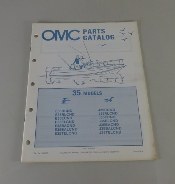 Teilekatalog OMC Evinrude Johnson Outboards 35 PS Models von 1982
