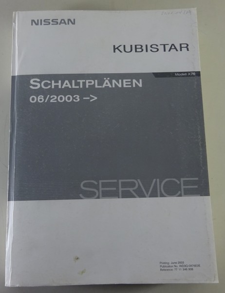 Werkstatthandbuch Elektrik / Elek. Schaltpläne Nissan Kubistar X76 von 07/2003