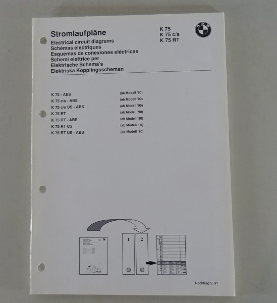 Werkstatthandbuch Stromlaufpläne BMW K 75 / K 75 c, s / K75 RT von 05/1991