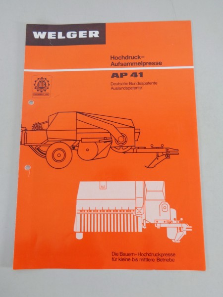 Prospekt / Broschüre Welger Hochdruck-Aufsammelpresse AP 41