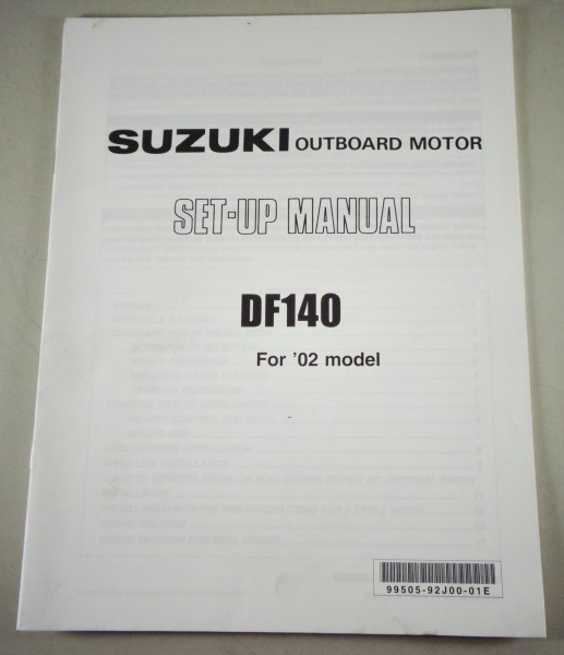 Set-Up Manual Suzuki Outboard Motor DF140 for 2002 Models