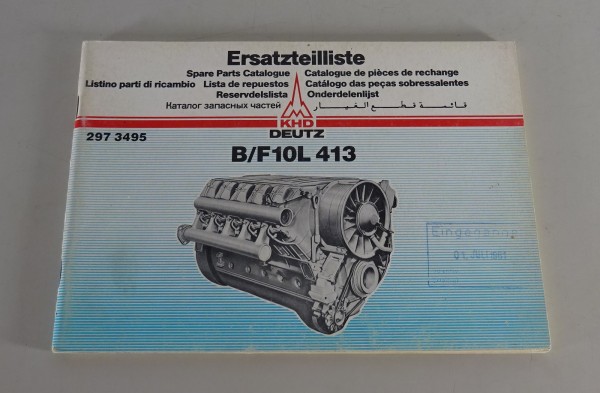 Teilekatalog / Ersatzteilliste Deutz Motor B/F10L 413 Stand 03/1981
