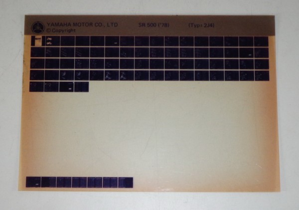 Microfich Parts Catalogue / Ersatzteilkatalog Yamaha SR 500 Stand 1978
