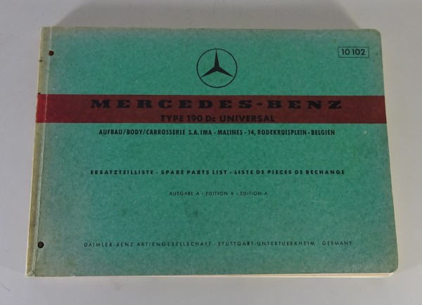 Teilekatalog Aufbau Mercedes-Benz W110 190 Dc Universal Heckflosse Stand 07/1965
