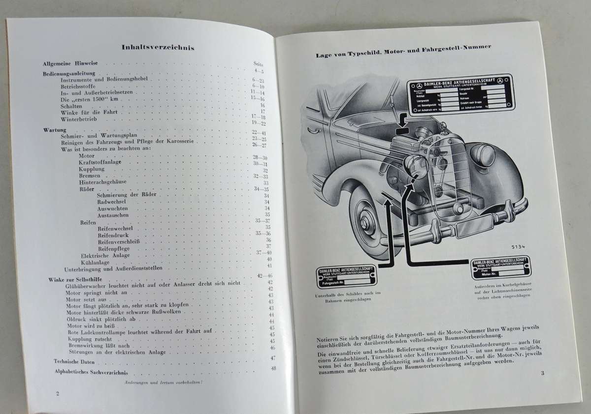 Betriebsanleitung / Handbuch Mercedes Benz 170 DS W191 Diesel von 12/